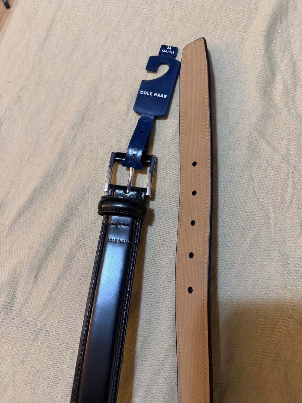 Cole Haan Men’s Black/Tan Leather Belt